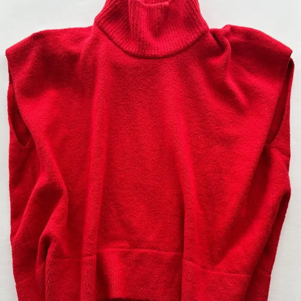 Lululemon Brushed Cotton Merino Wool Sweater Tunic Carnation Red Size 16 $178